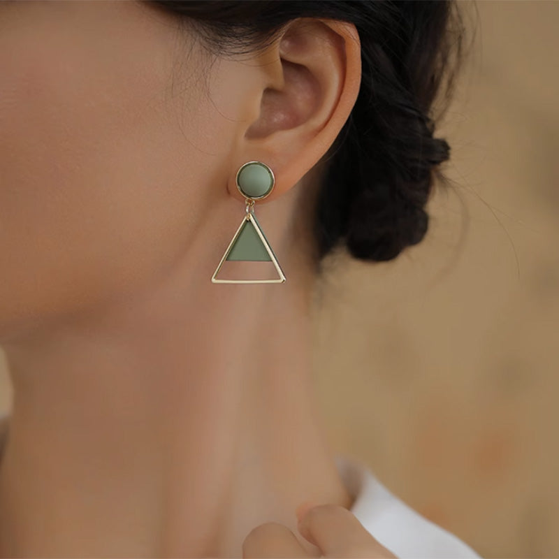 Spring and Summer Geometric Green Earrings
