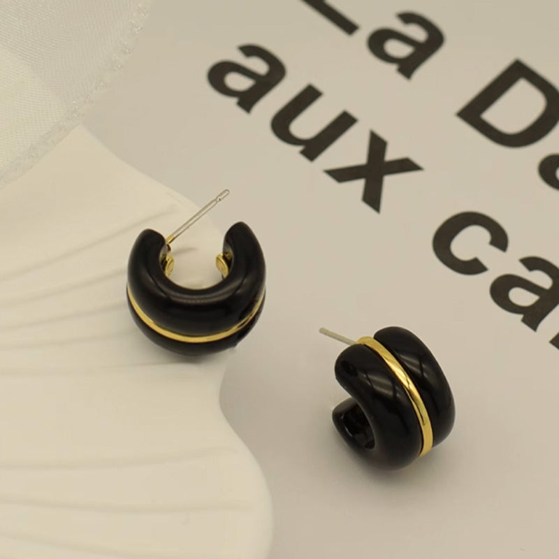 Acrylic C-shaped Black Earrings