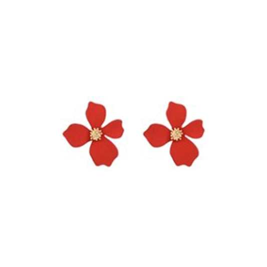 Red Flower Shaped Earrings
