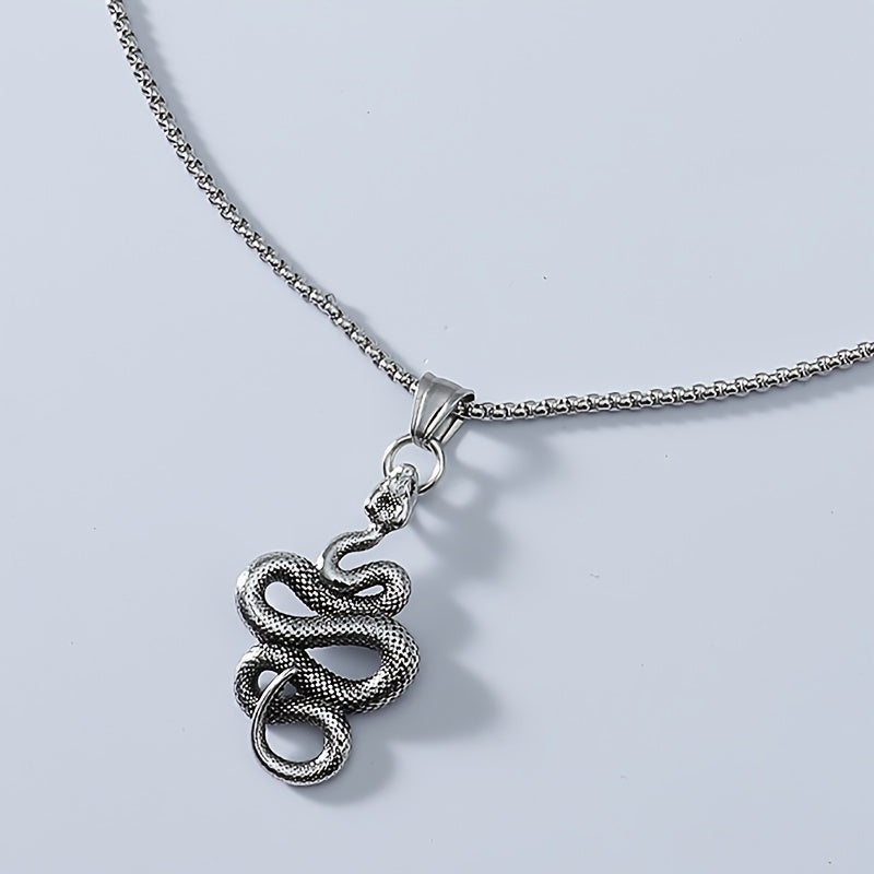 Men's Titanium Steel Snake Pendant Necklace