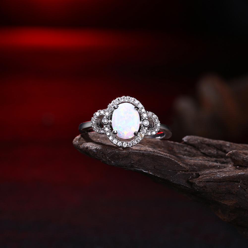 Oceanic Opal Pav'e Circular Ring In White Gold