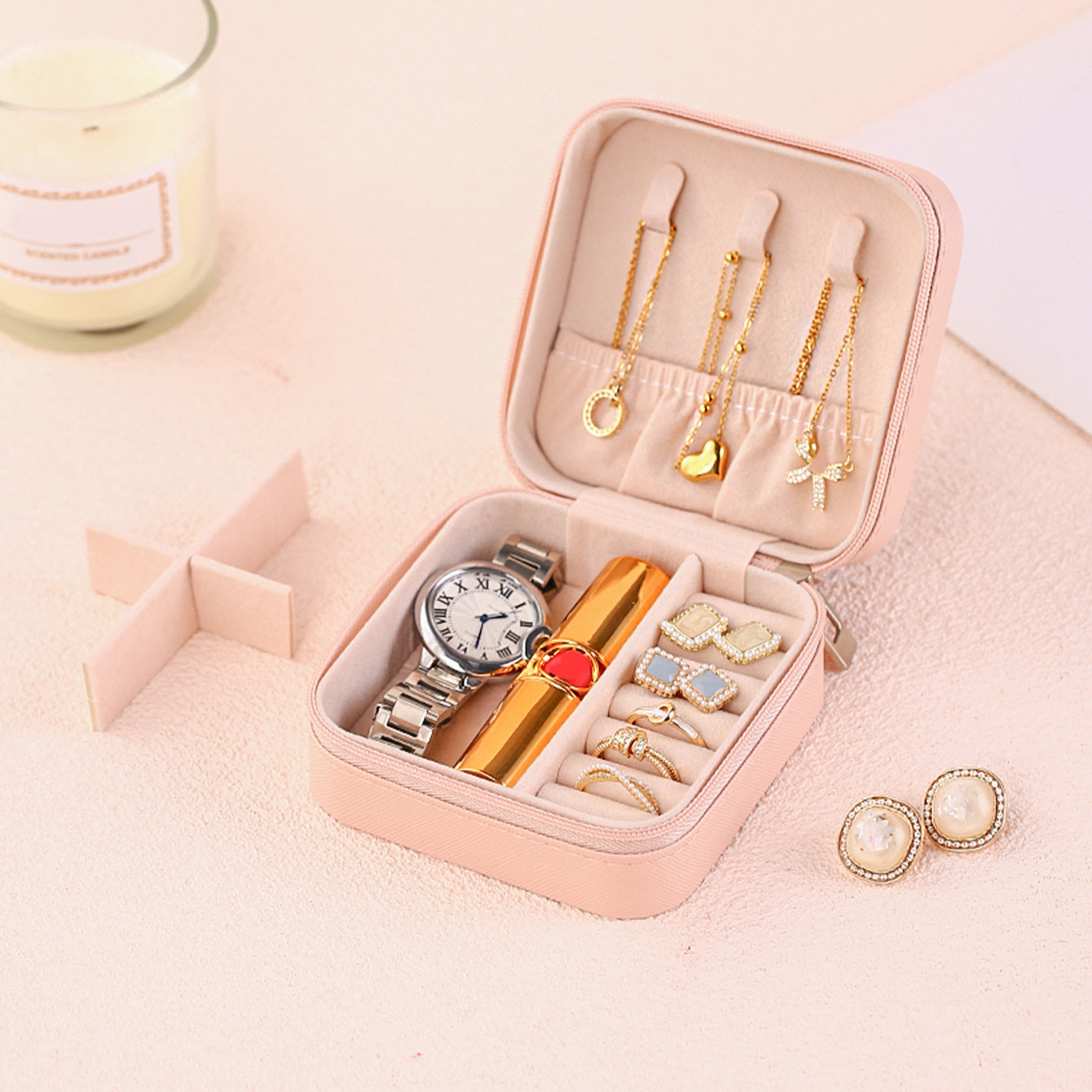 Travel Size Earrings Rings Necklace Storage Box