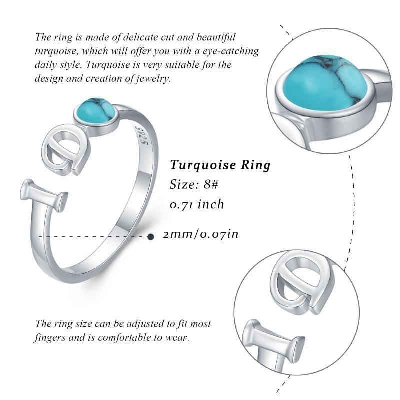 Stainless Steel I Do Ring Synthetic Turquoise Promise Open Adjustable Ring