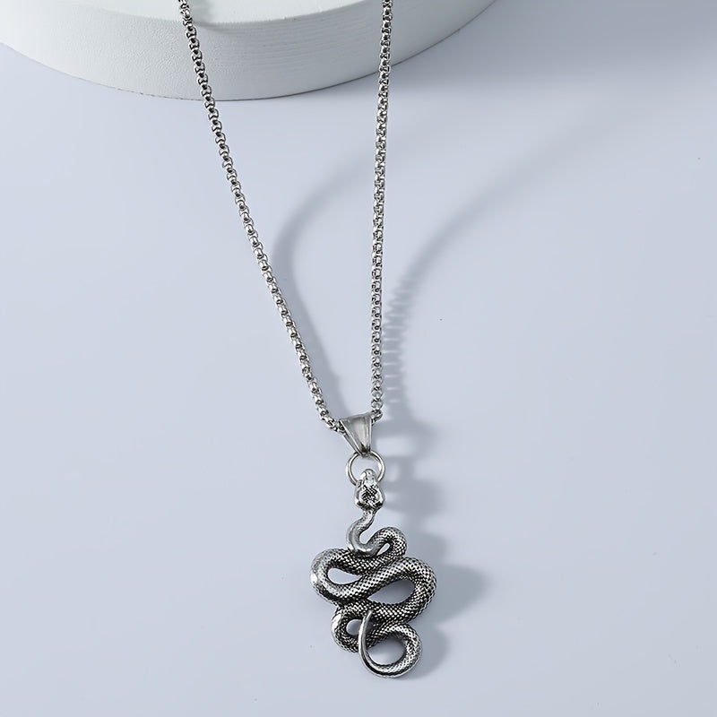 Men's Titanium Steel Snake Pendant Necklace