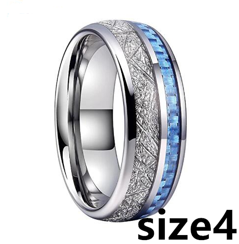 Men's Tungsten Carbide Wedding Band, Engagement Ring With Baby Blue Carbon Fiber