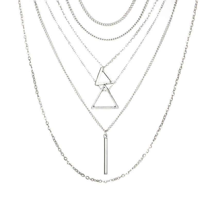 Women's Multilayer Triangle Bar Pendant Necklace