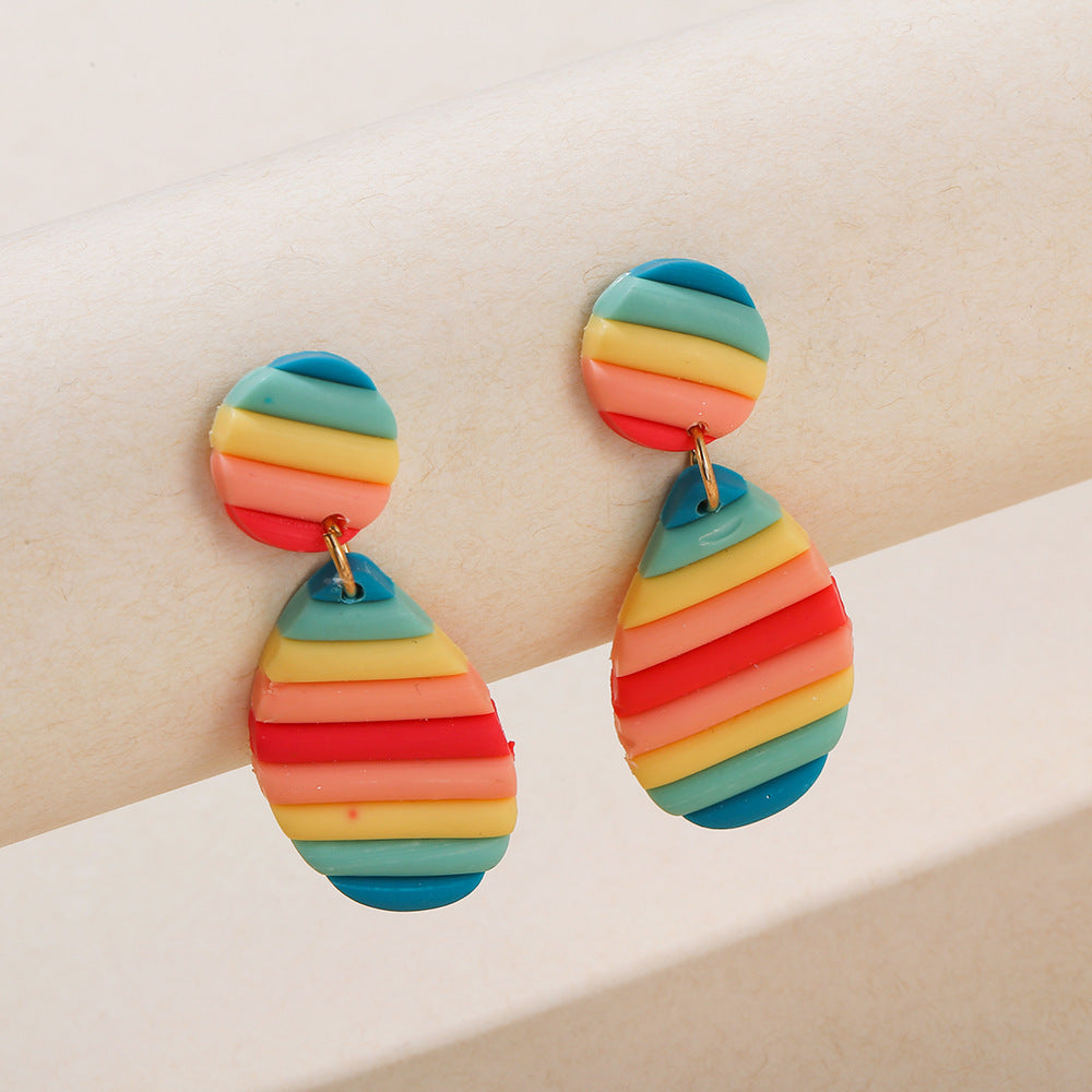 Pottery Rainbow Strip Earrings