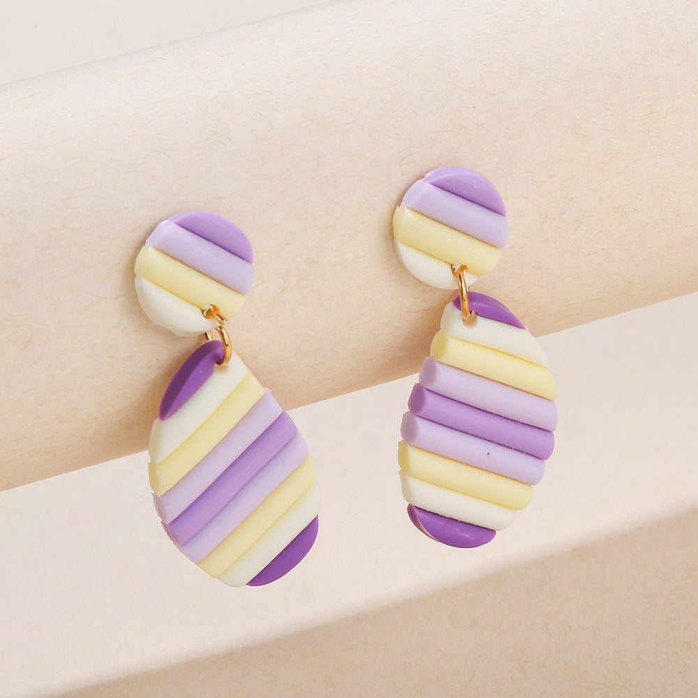 Pottery Rainbow Strip Earrings