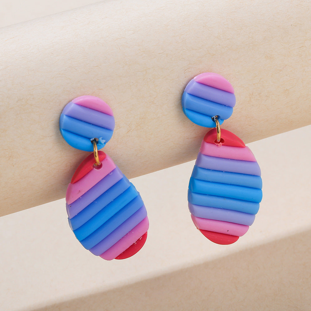 Pottery Rainbow Strip Earrings