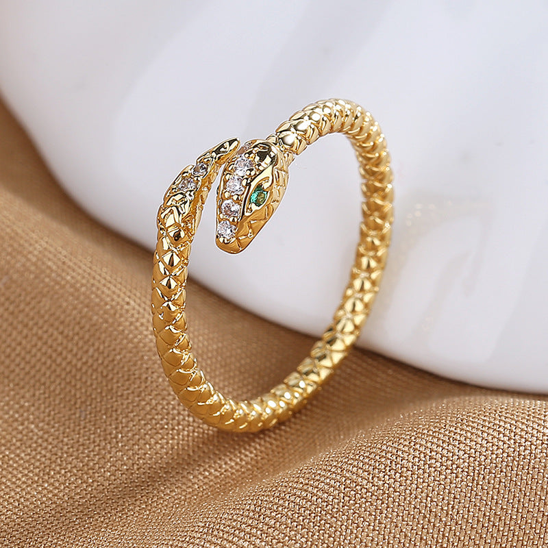 Green Eyes Snake Adjustable Ring For Women