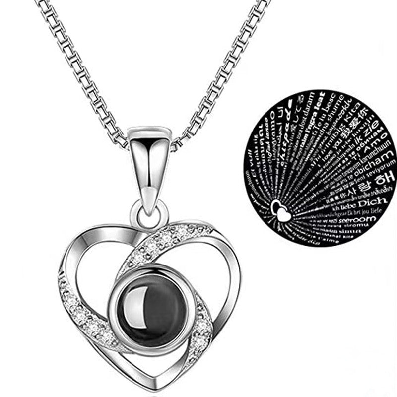 I Love You Projection Necklace 100 Languages For Women Gift. For Women Girls Daughter Wife