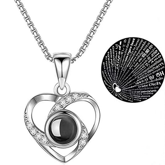 I Love You Projection Necklace 100 Languages For Women Gift. For Women Girls Daughter Wife