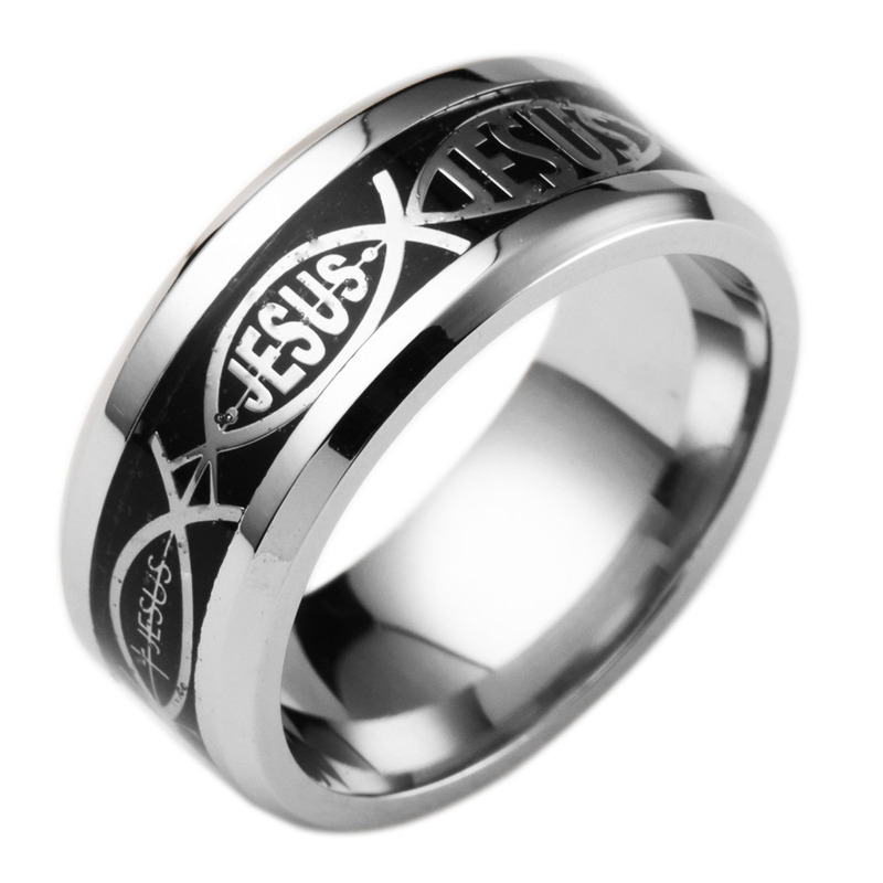 Jesus Cross Ring For Men Stainless Steel