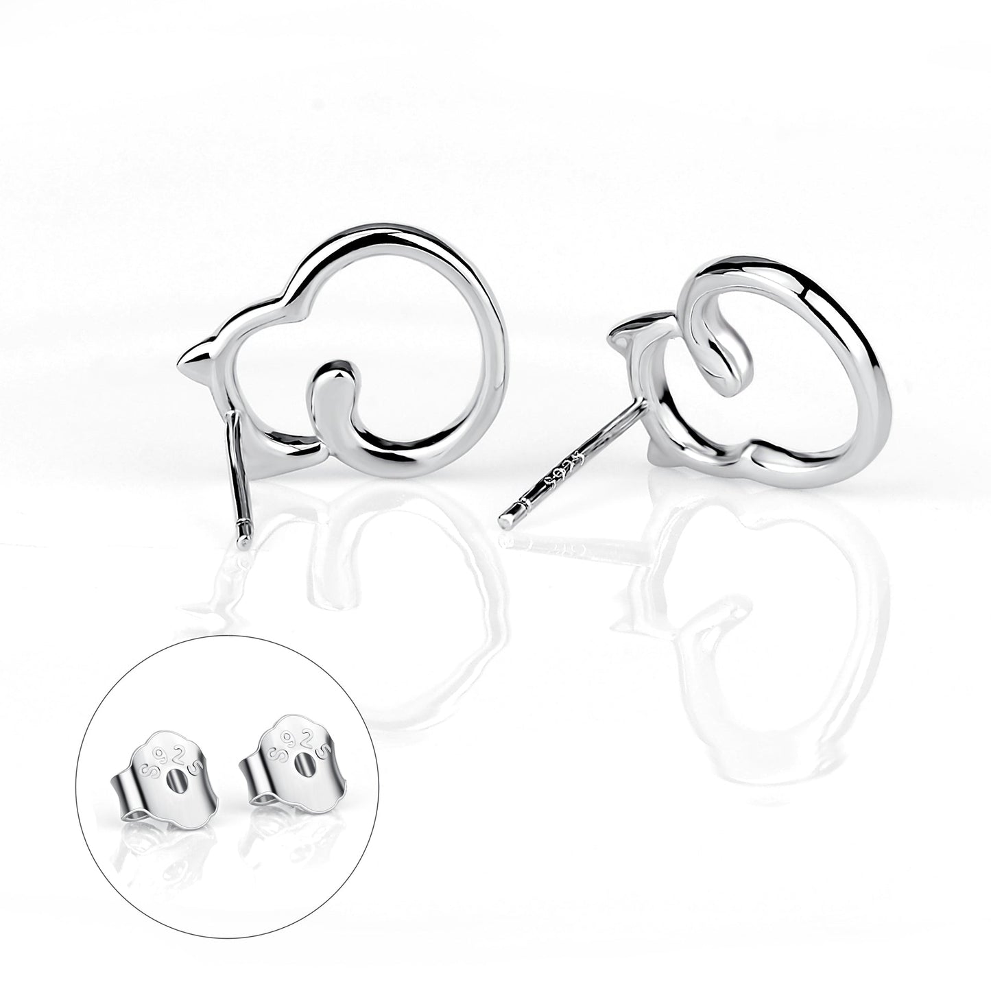 Stainless Steel Cute Mini Love Cat Women Girl Stud Earrings Chunky Cat