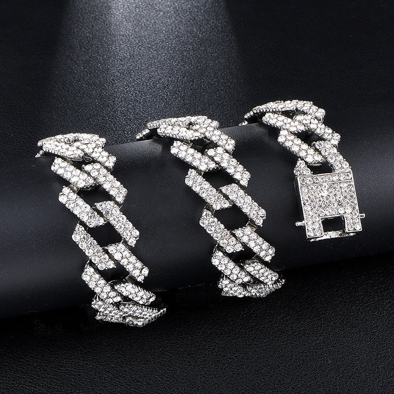 3pcs/set Quartz Watch & Rhinestone Bracelet & Necklace Gifts For Men Father's Day Anniversary