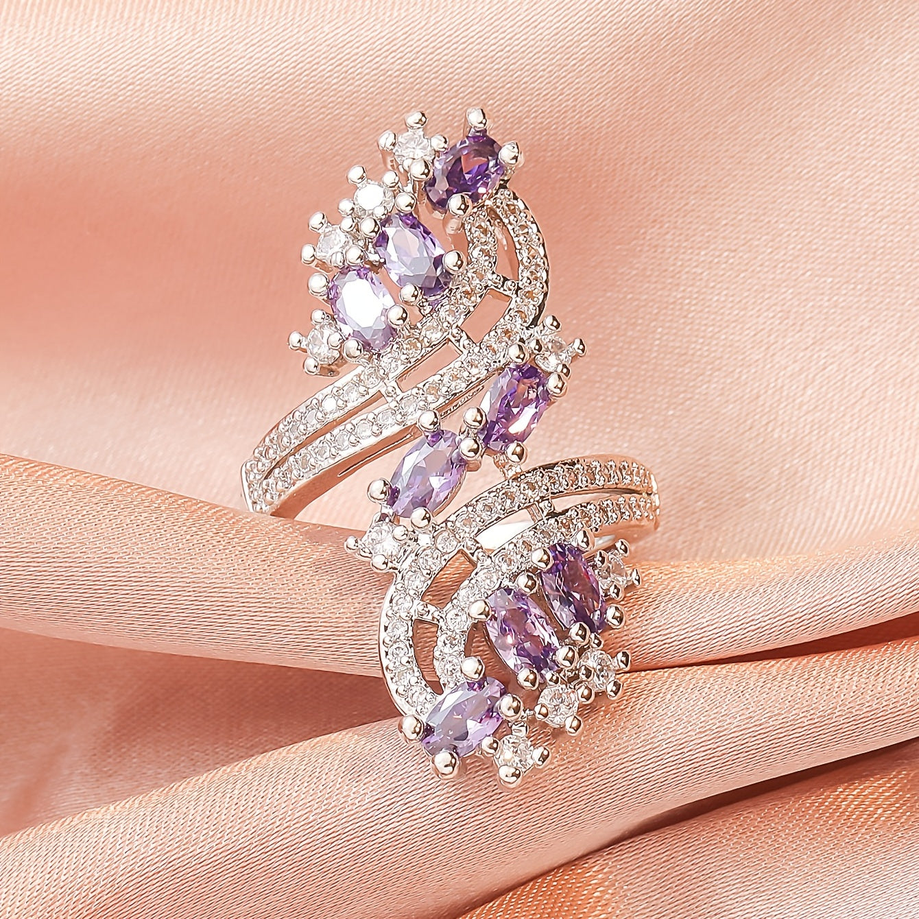 Women's Amethyst Zircon Ring