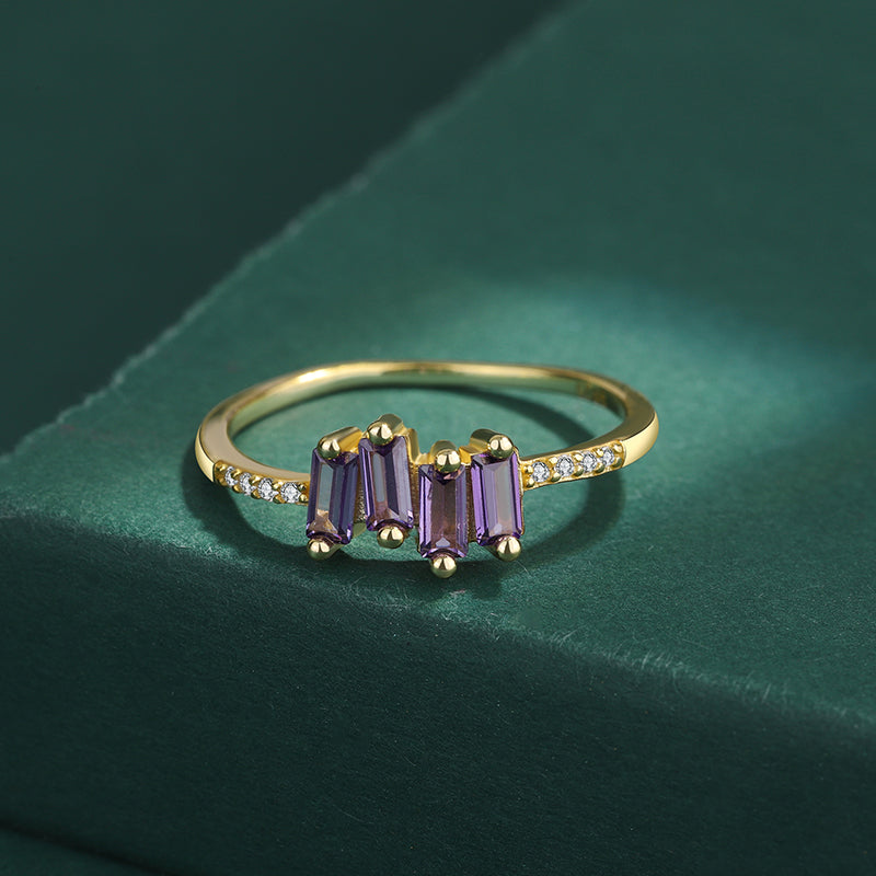 Baguette Amethyst Ring For Women