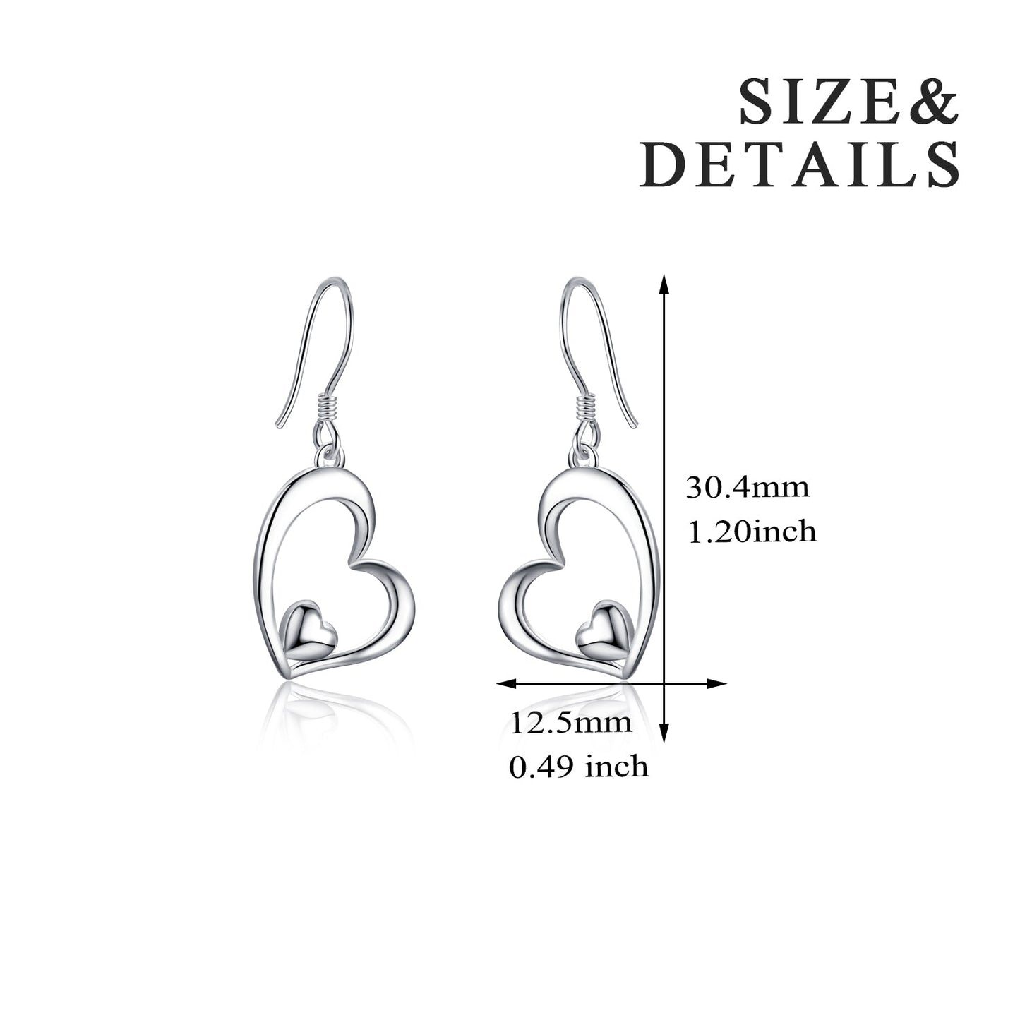 Women's Stainless Steel Open Heart Dangle Drop Hook Earrings