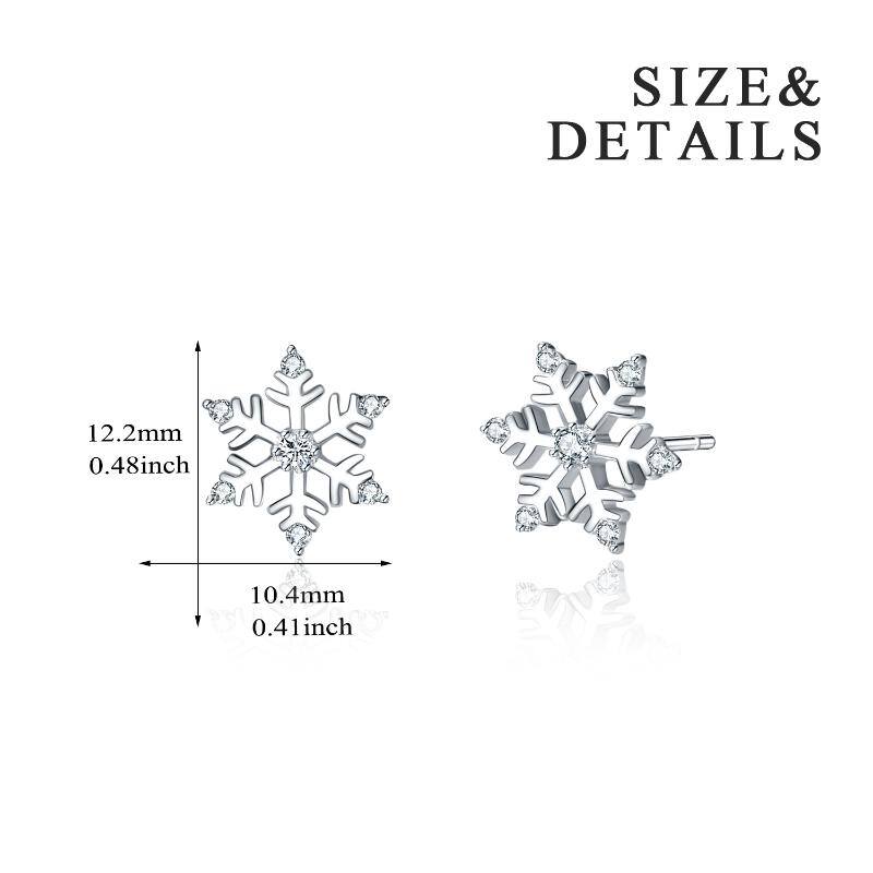 Women's Snowflake Stud Earrings, Stainless Steel, Cubic Zirconia