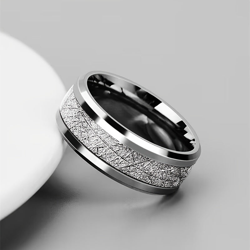 Rime Pattern Men's Titanium Steel Ring