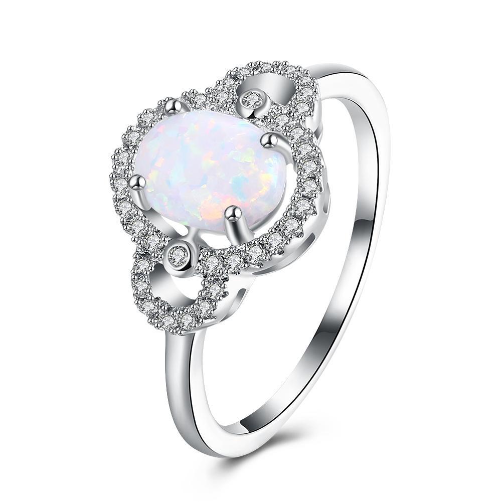 Oceanic Opal Pav'e Circular Ring In White Gold