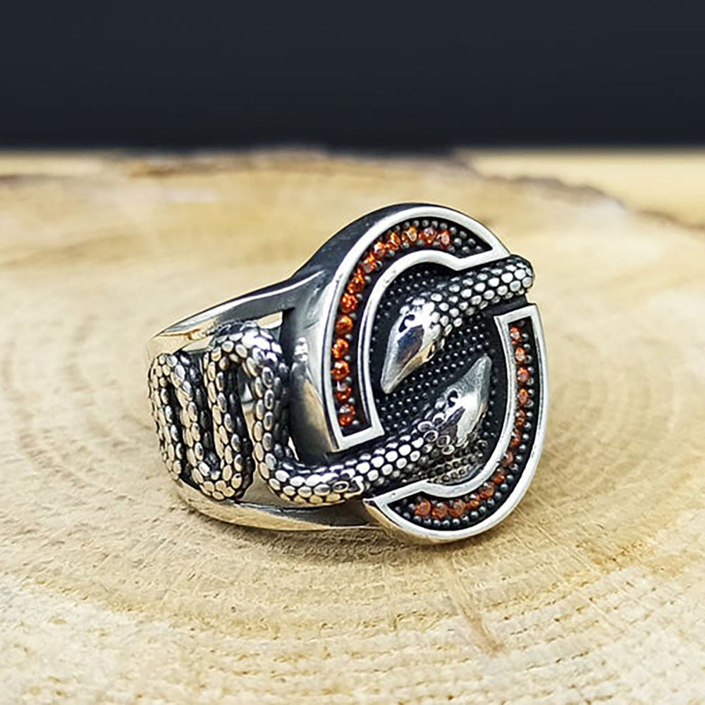 Guardian Snake Ring For Men Double Snake Pattern