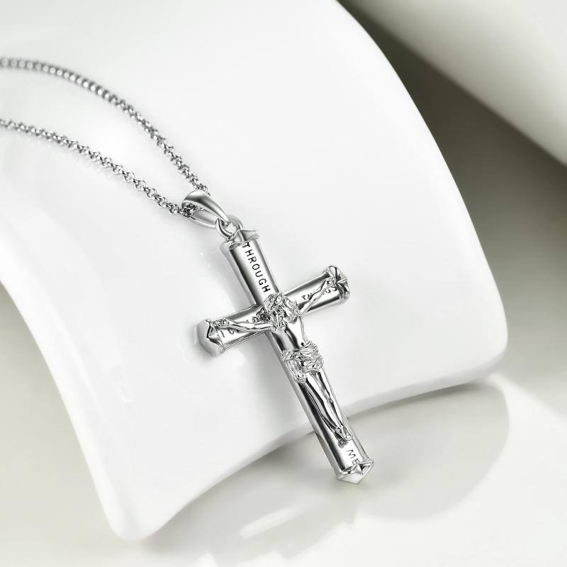 Jesus Cross Necklace Cross Pendant Stainless Steel Gift For Boys Girls Women Men