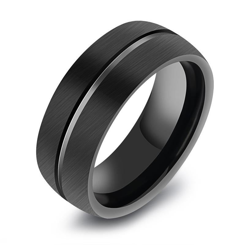 Men’s Simple & Classic Black Titanium Steel Ring