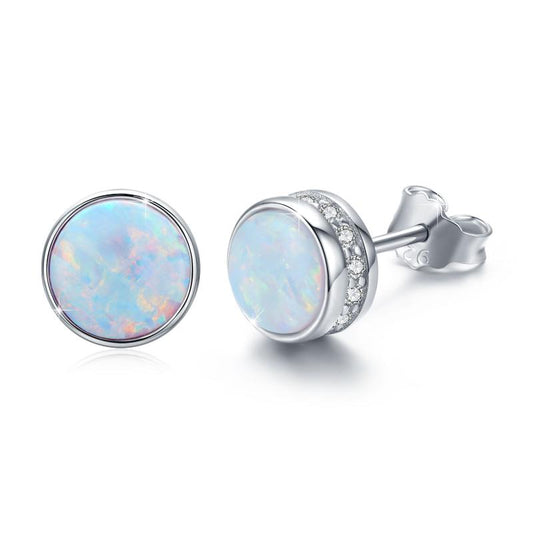 Opal Stud Earrings Stainless Steel Earrings For Women Teens