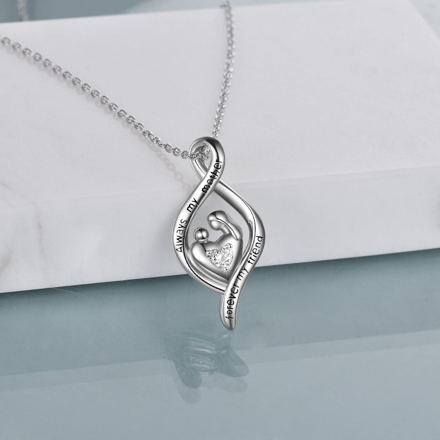 Stainless Steel Mother And Child Necklace Always My Mother Forever My Friend Love Heart Pendant Necklace Jewelry