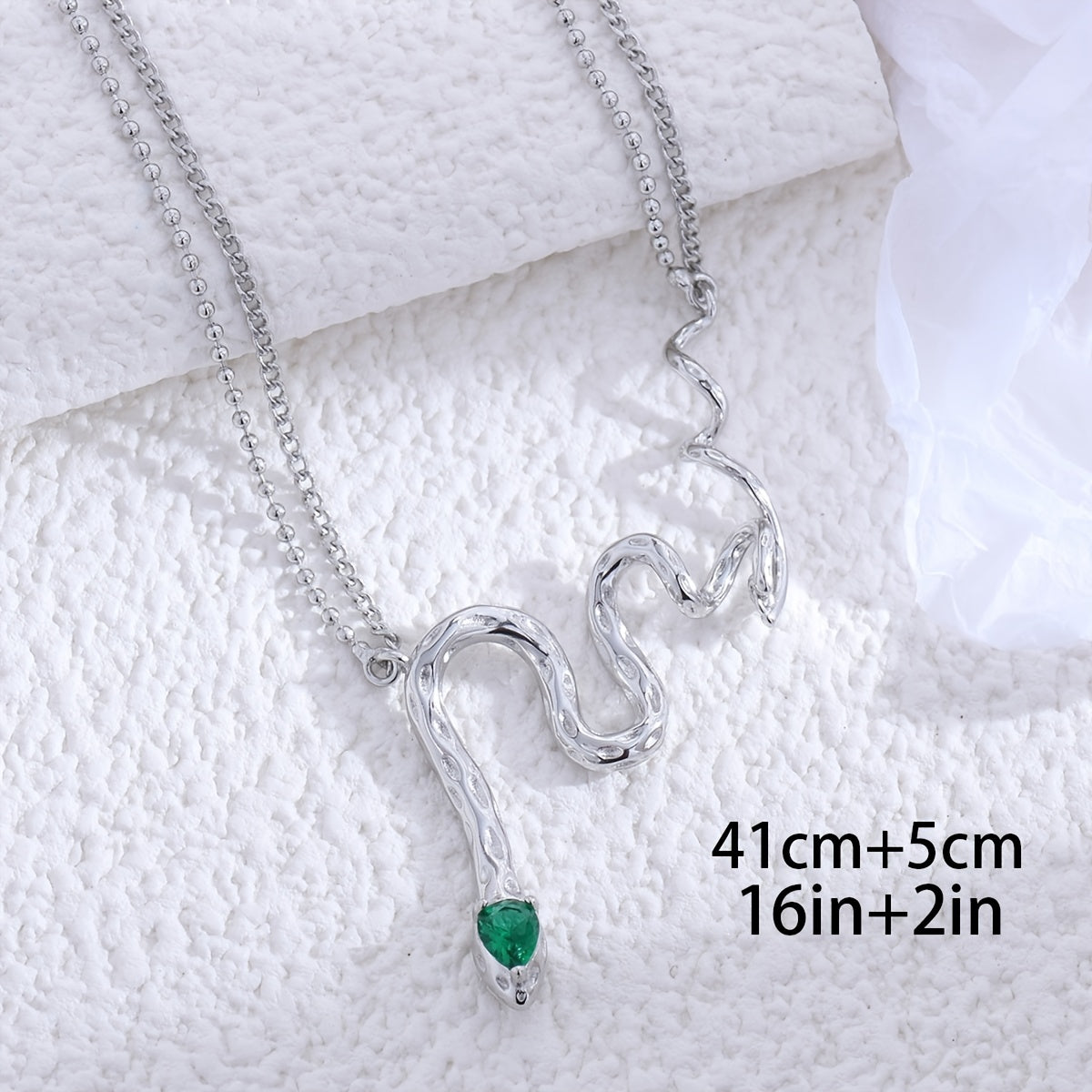 Snake Pendant Necklace Zircon Pendant Adjustable Double Layer