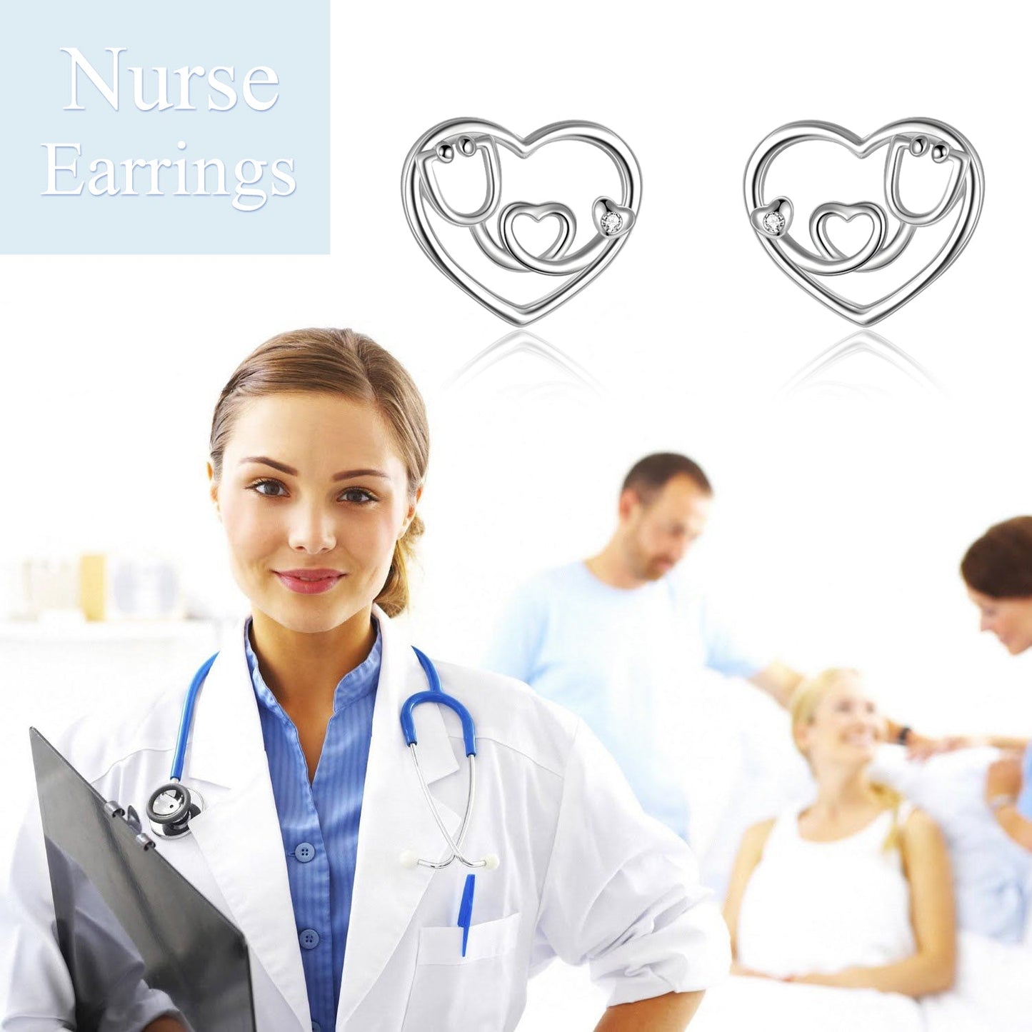 Nursing Themed Stud Earrings Stainless Steel Stethoscope Jewelry Gift For Nurse