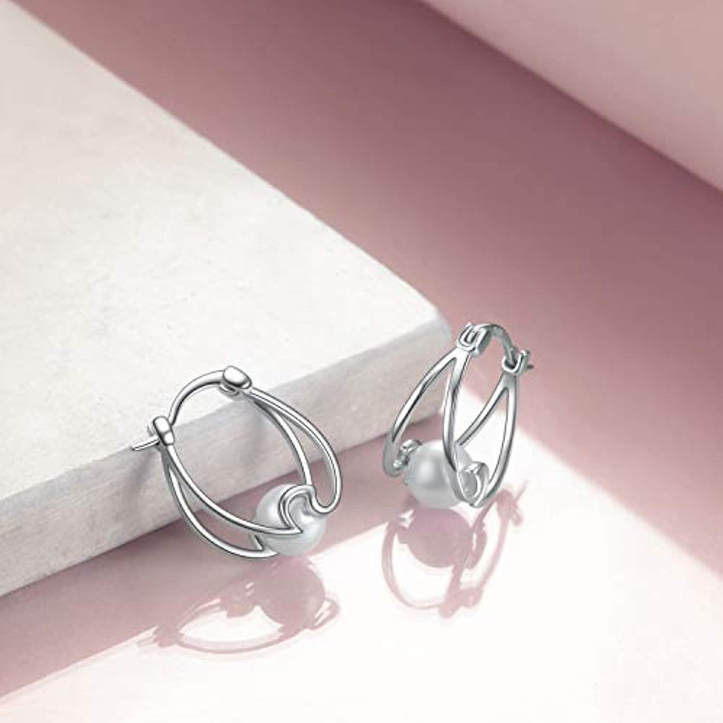 Stainless Steel Pearl Hoop Earrings Small Hoop Earrings For Women