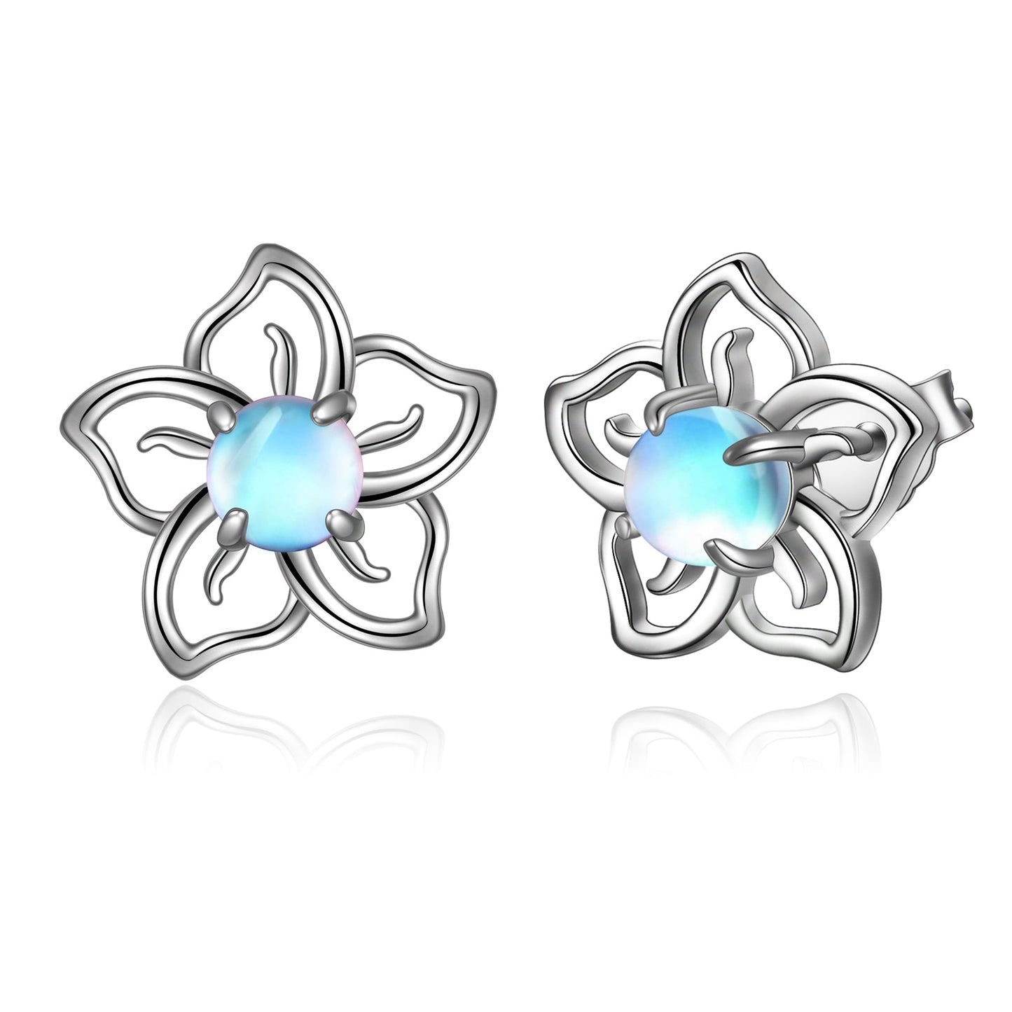 Flower Moonstone Earrings Stainless Steel Studs Moonstone Jewelry For Women