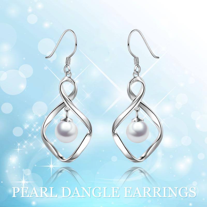 Pearl Dangle Earrings For Women Stainless Steel Twist Infinity Drop Earrings