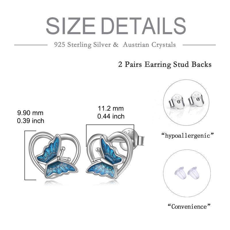 Stainless Steel Butterfly Heart Earrings