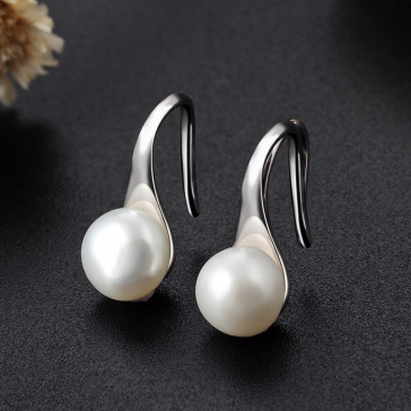 Women's Stainless Steel Pearl Stud Earrings