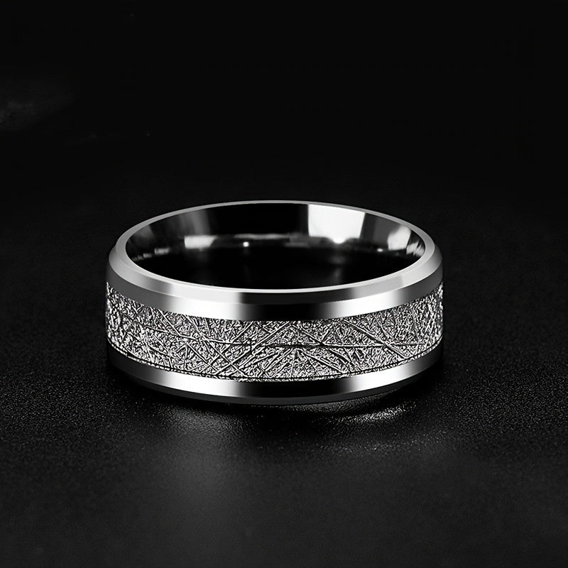 Rime Pattern Men's Titanium Steel Ring