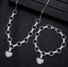 Heart-Shaped Necklace And Bracelet Set