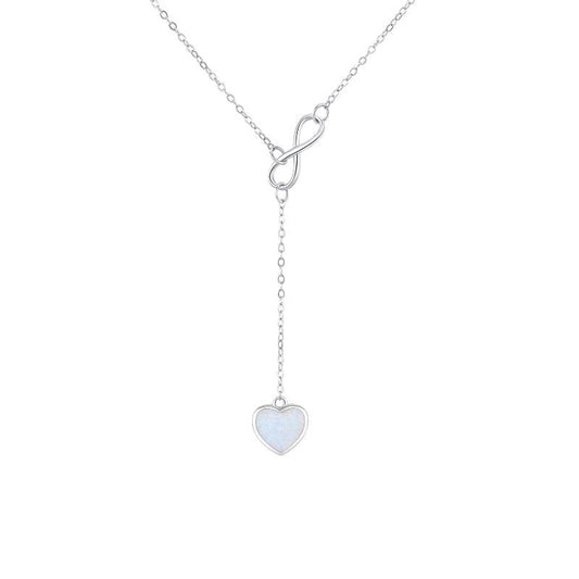 Infinite Love Necklace Stainless Steel Opal Love Heart Necklace Jewelry Forever Love Pendant Endless Jewelry Gift