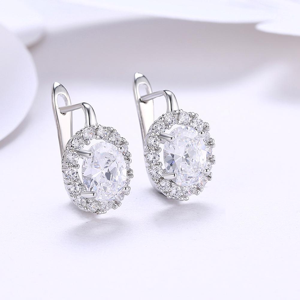 White Austrian Elements Lever Back Earrings In White Gold