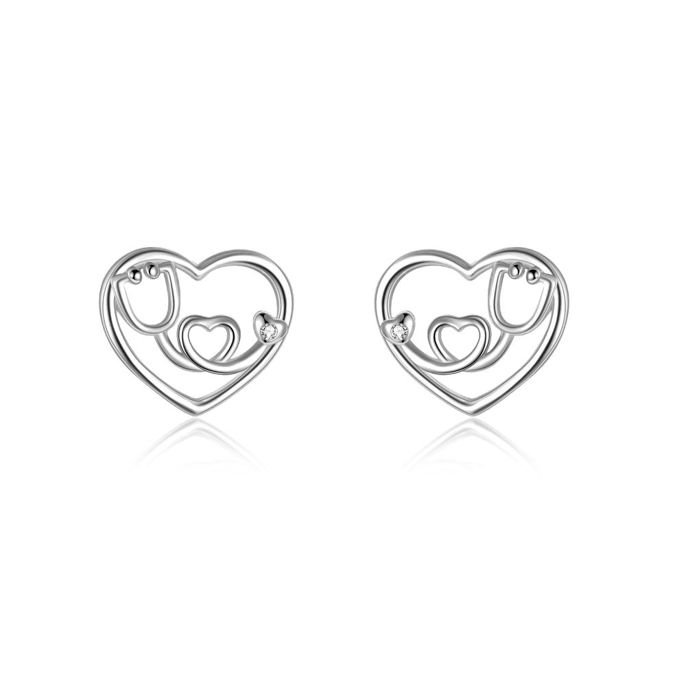 Nursing Themed Stud Earrings Stainless Steel Stethoscope Jewelry Gift For Nurse