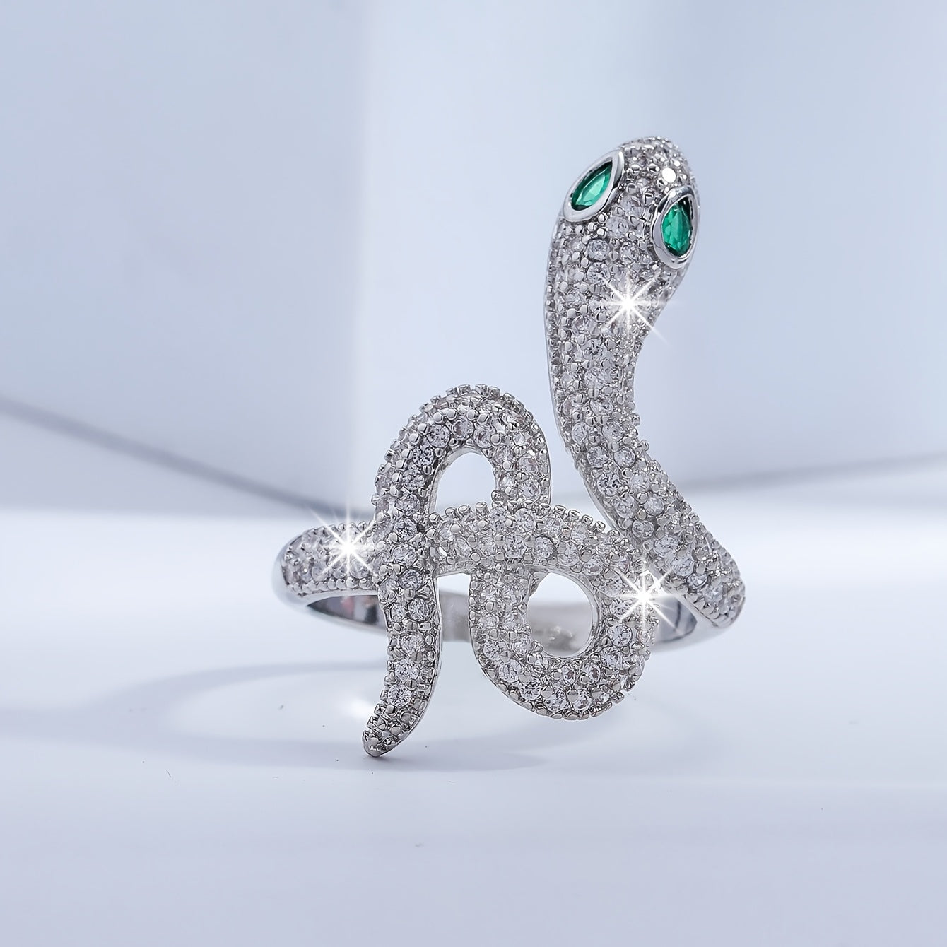 Stainless Steel Cubic Zirconia Snake Ring For Women