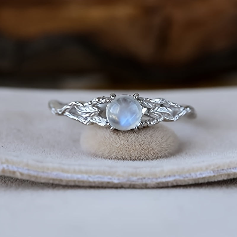 Genuine Moonstone Ring Stainless Steel