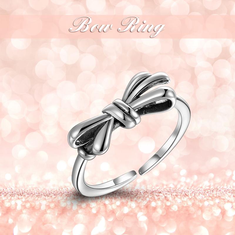 Stainless Steel Bow Opening Ring For Women