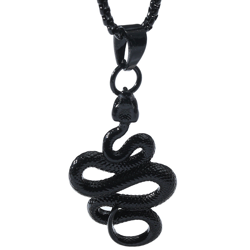 Men's Titanium Steel Snake Pendant Necklace