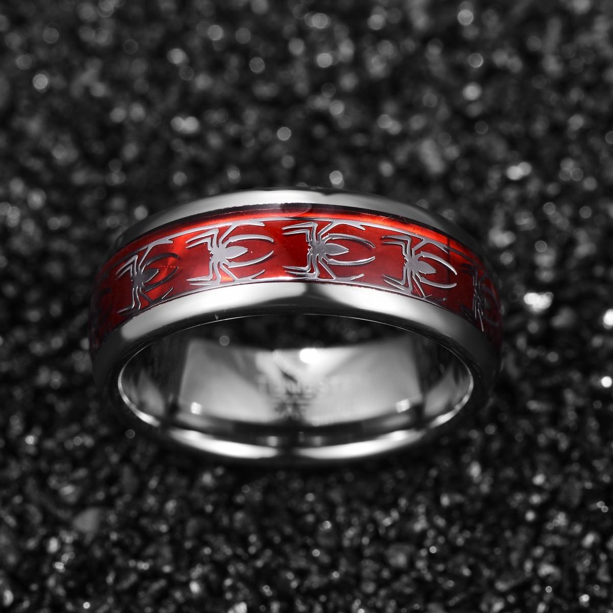 8MM Spider Motif Tungsten Ring