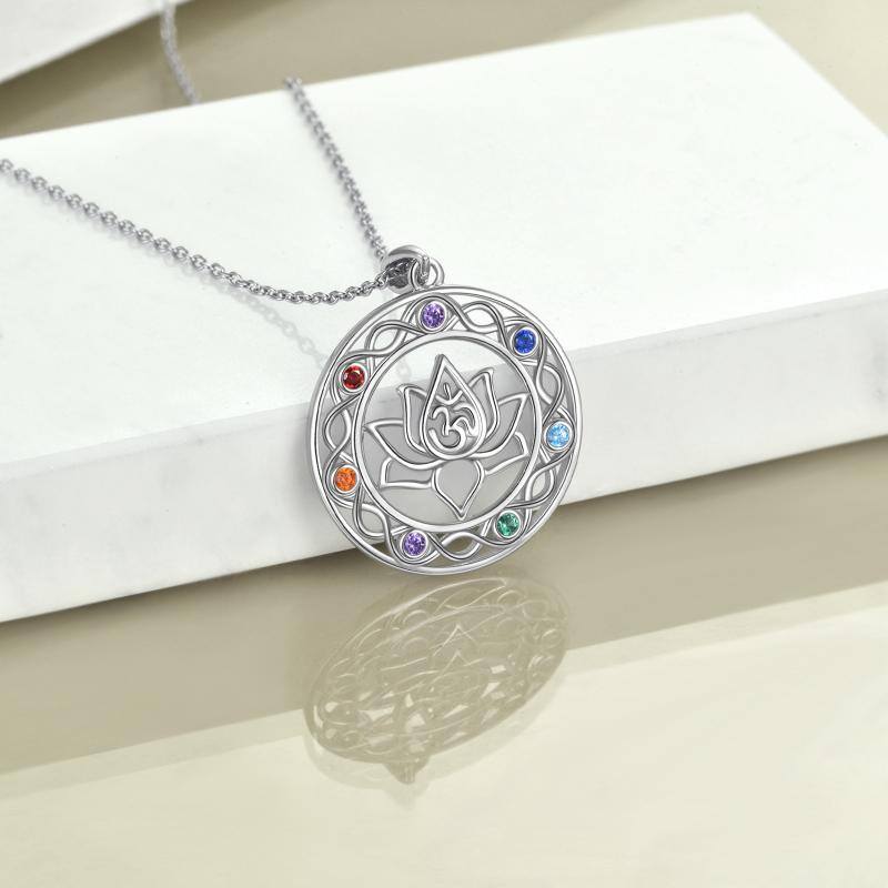 Stainless Steel Chakra Necklace Celtic Knot Yoga Lotus Pendant Necklace Gifts For Women Mom