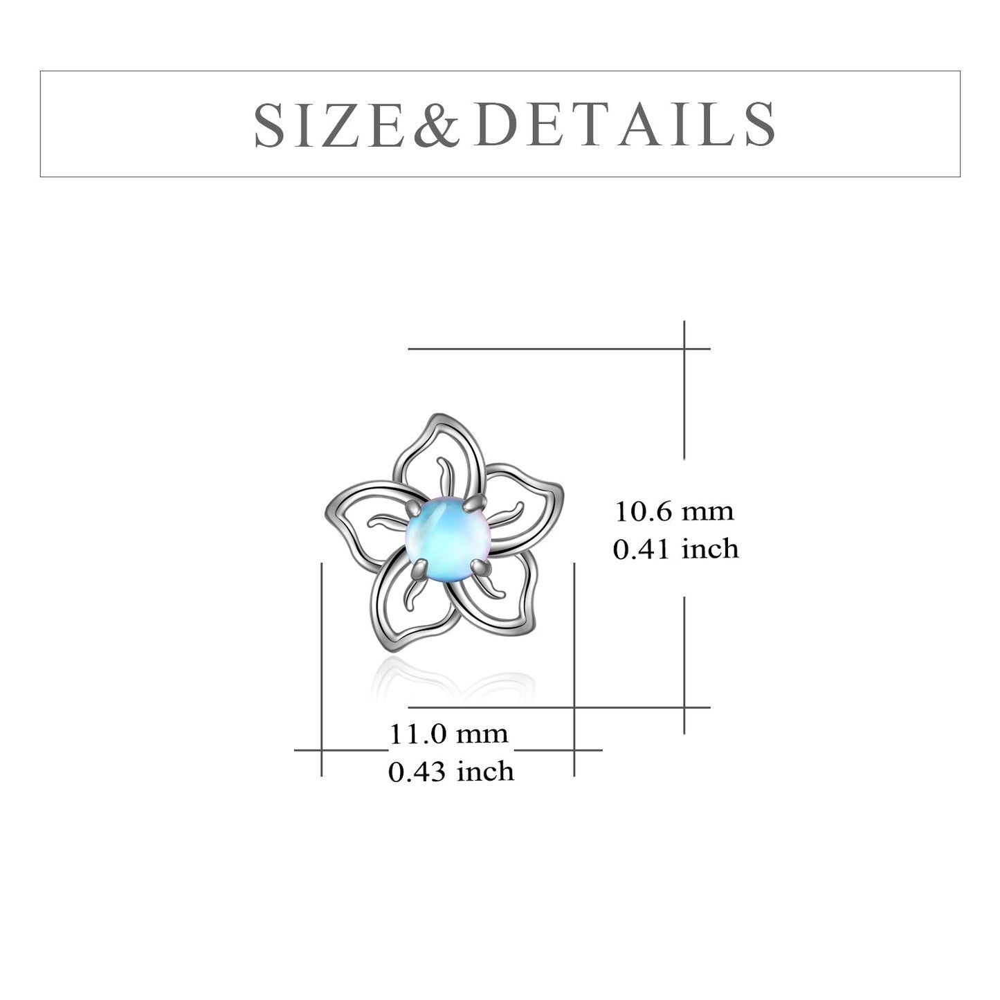 Flower Moonstone Earrings Stainless Steel Studs Moonstone Jewelry For Women