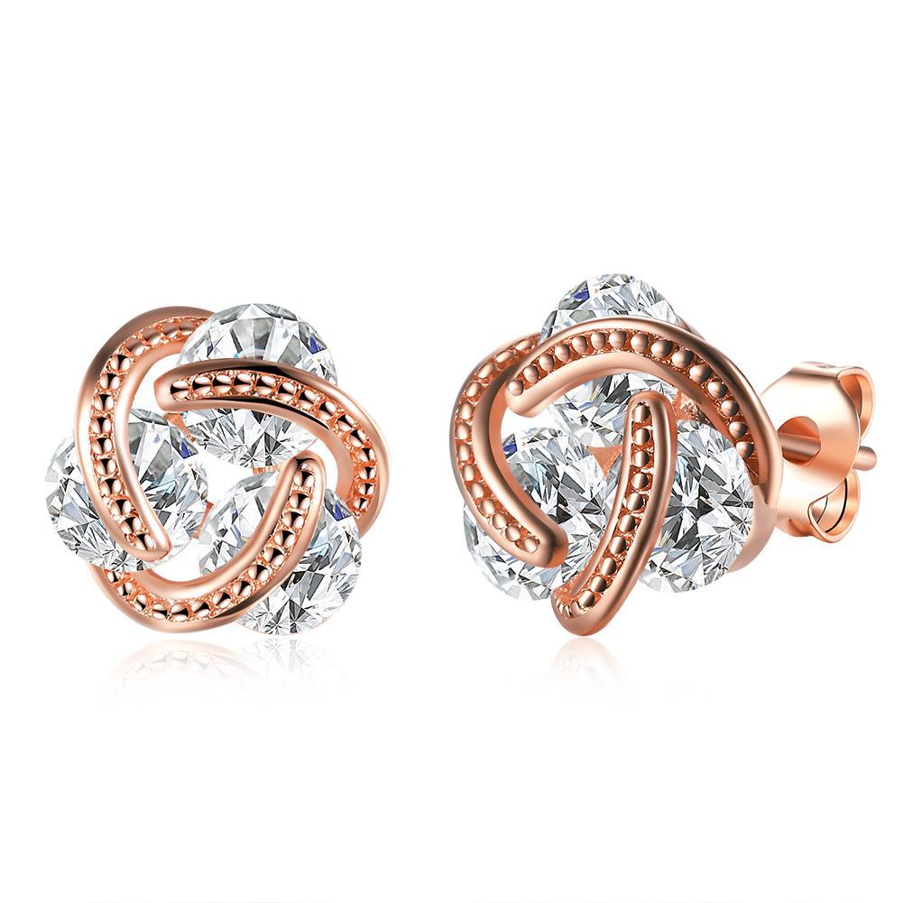 Gold Plated Mesh Knot Stud Earrings Made With Austrian Elements - 3 Options Available